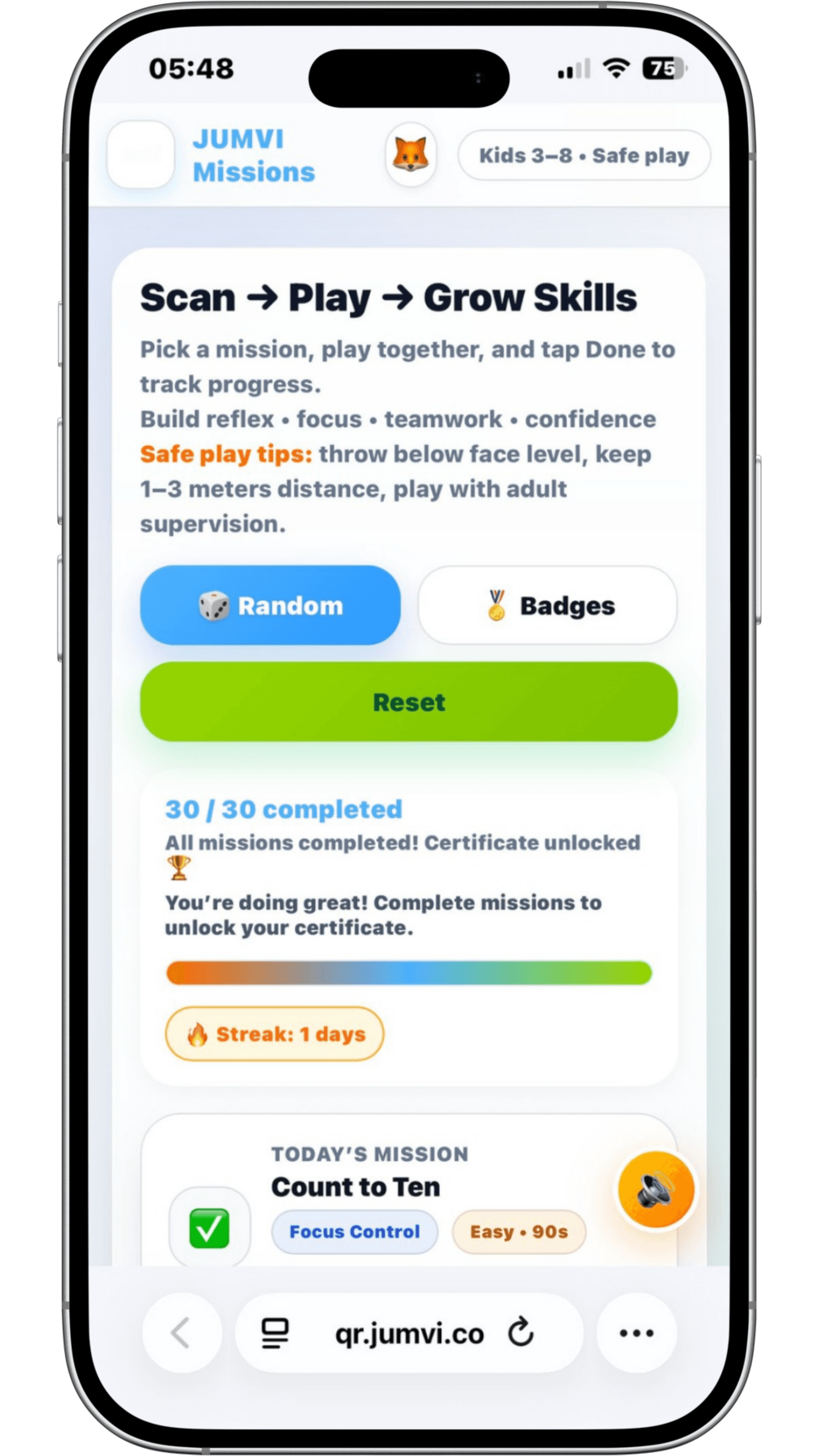 QR missions on phone